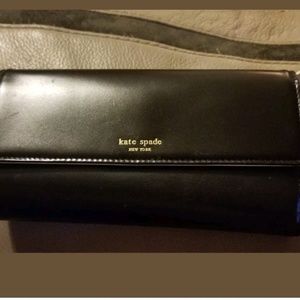 Kate Spade Black and tan trifold wallet